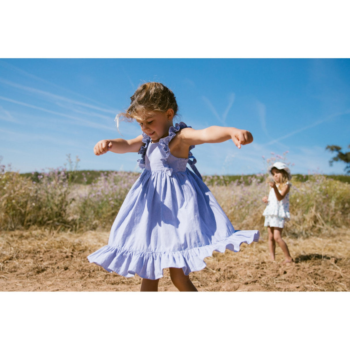 MarMar Fine Cotton Navy Stripe Danita Frill Klänning