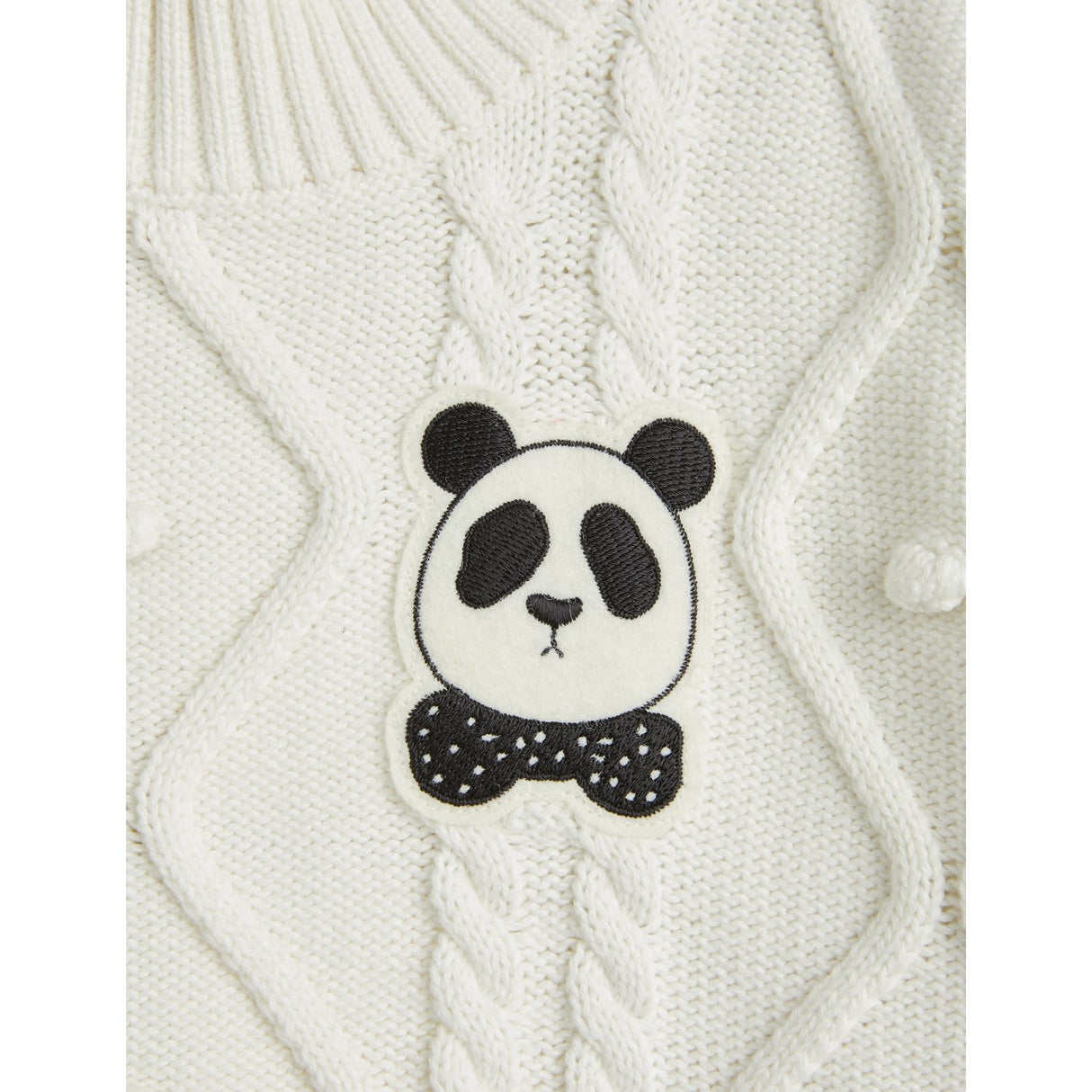 Mini Rodini Offwhite Panda Texture Stickad Sweater