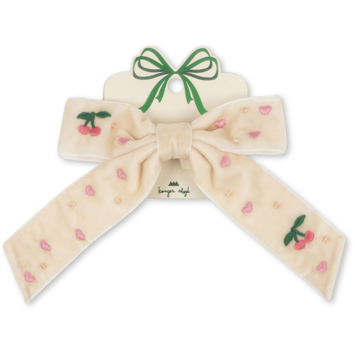 Konges Sløjd Pearled Ivory Sammet Rosett Pearly Hårklämma