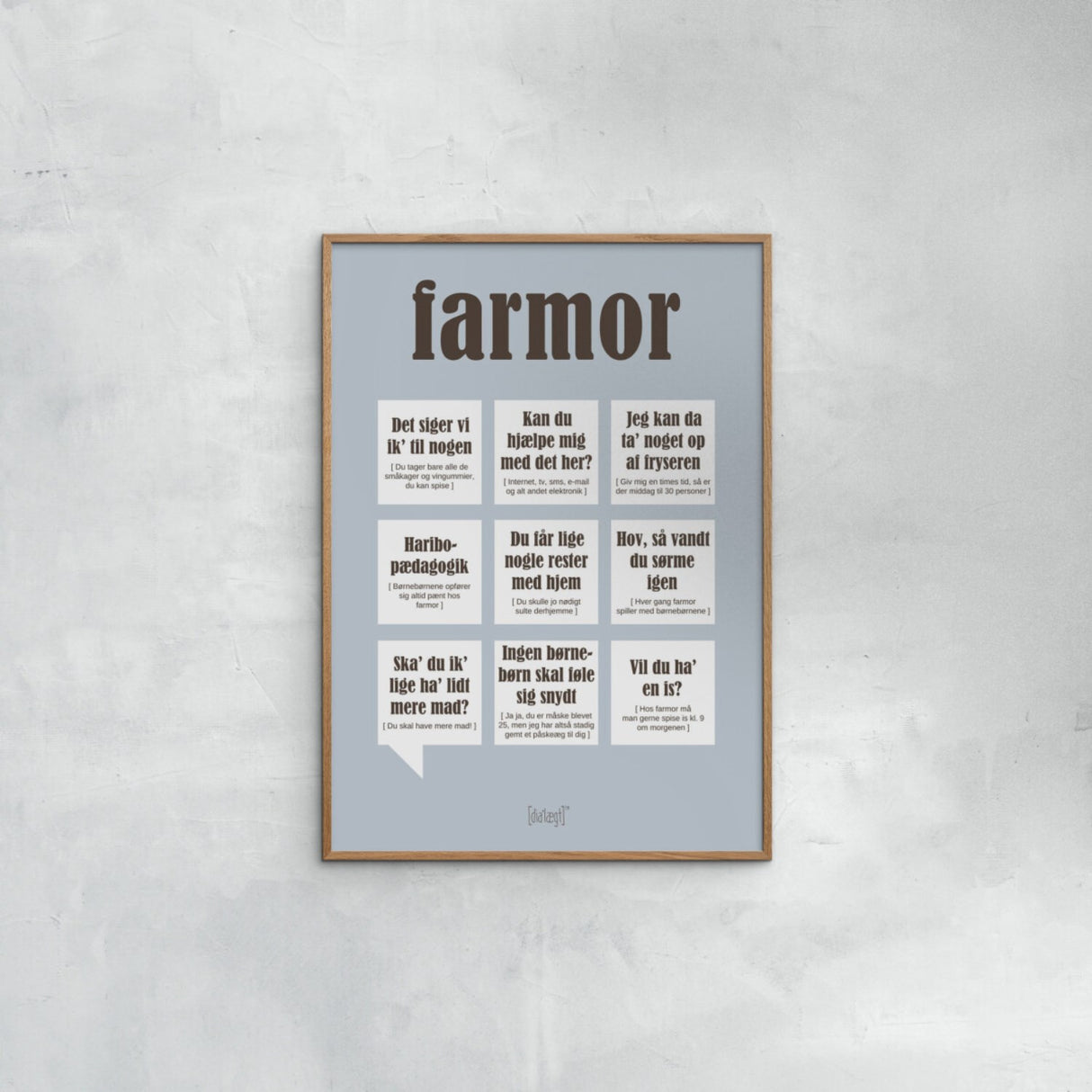 Poster & Frame Dialægt - Farmor — Grå