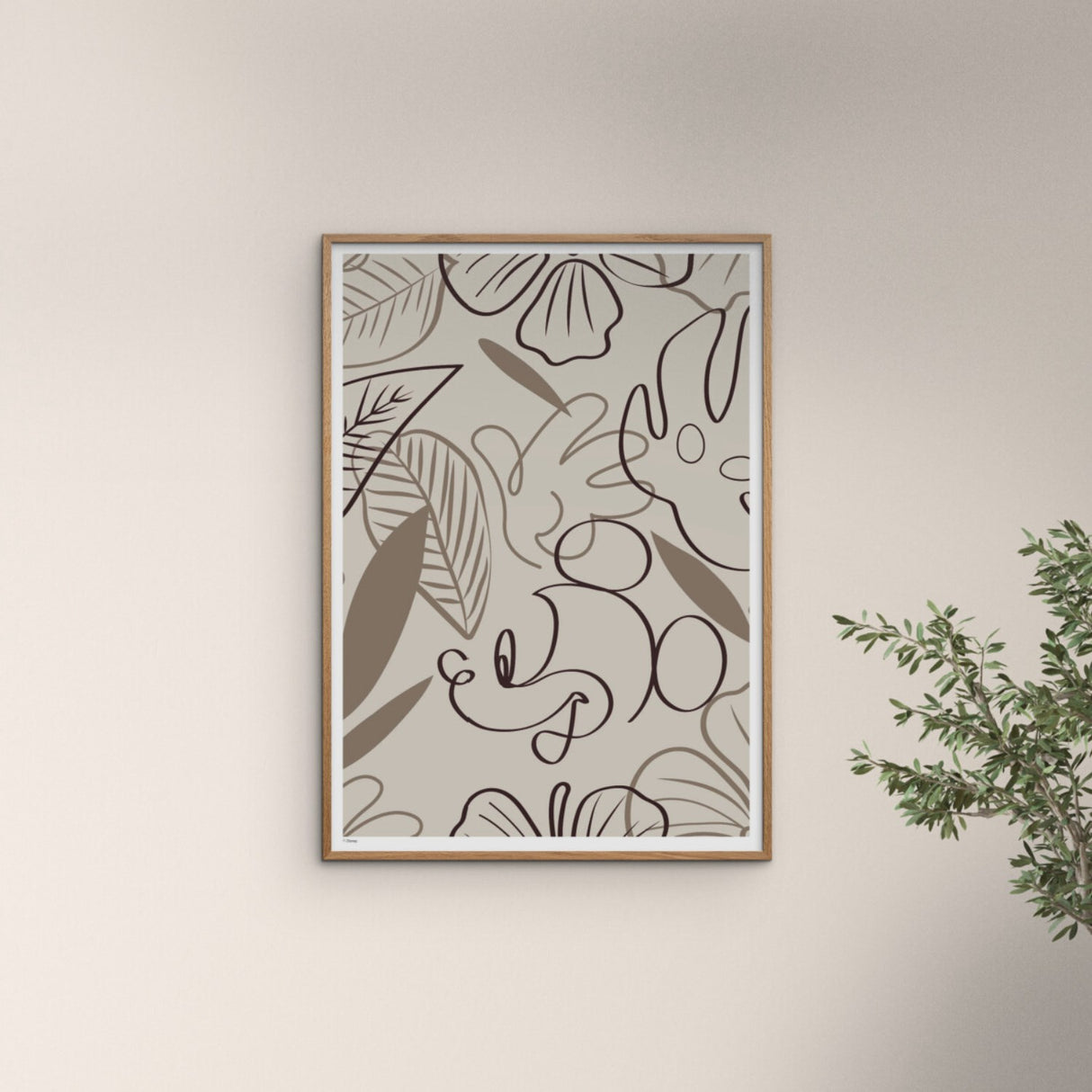 Poster & Frame Disney - Brown Leaves Mickey