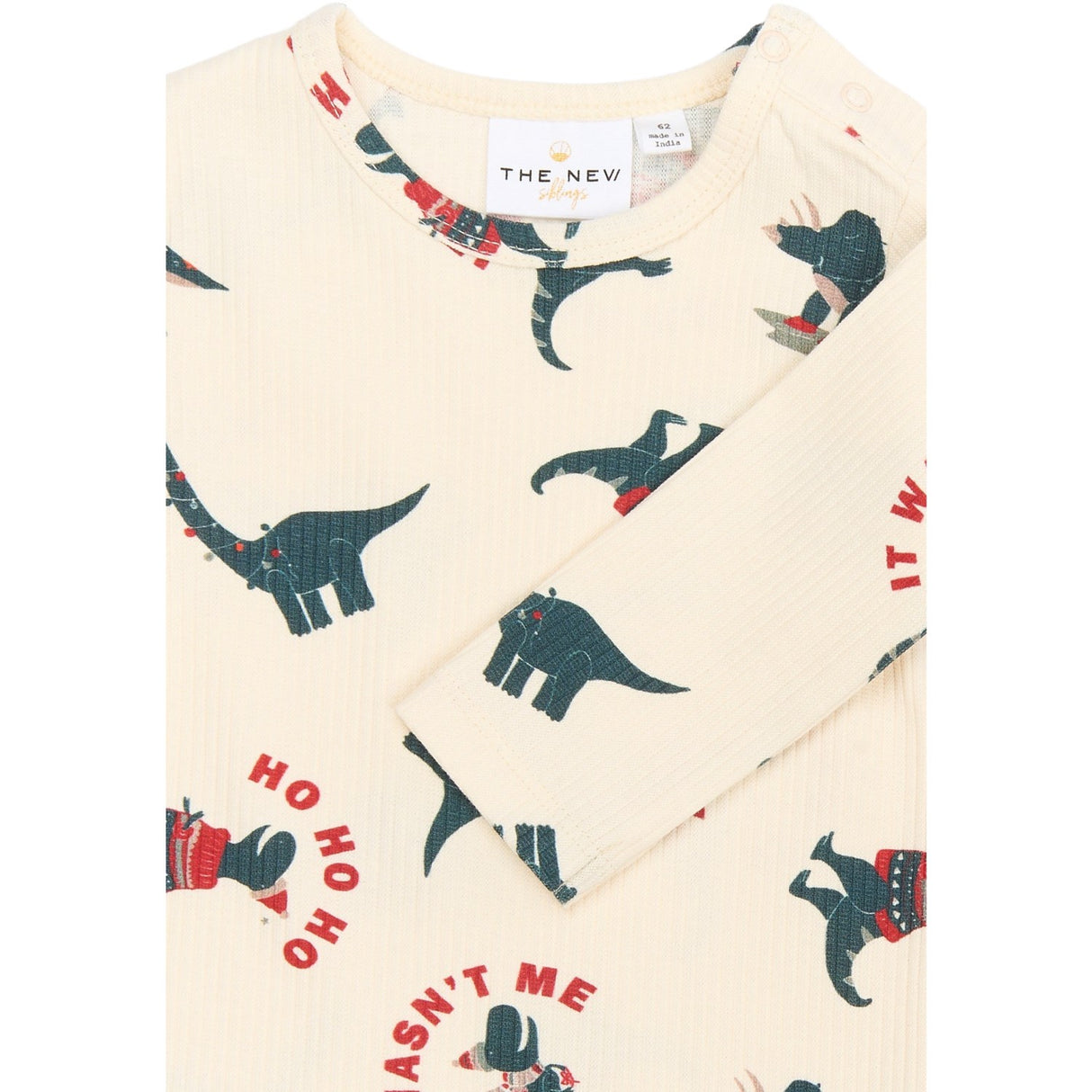 THE NEW Siblings Gardenia Dino AOP Holiday L_S Rib Byxdress