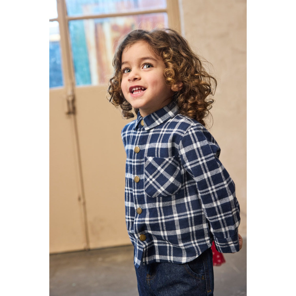 THE NEW Siblings Navy Blazer Check Riggs L_S Flannel Skjorta