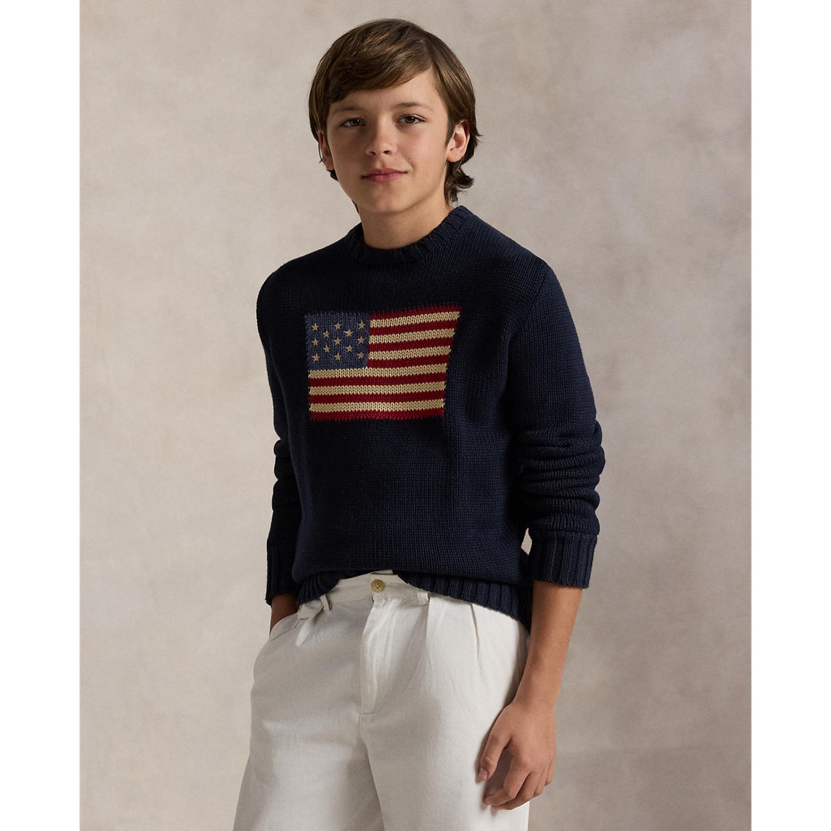 Pikétröja Ralph Lauren Boy Long Sleeved Flag Sweater Hunter Navy