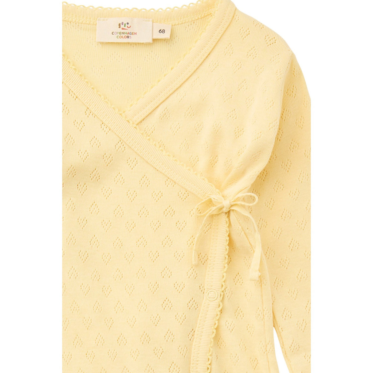 COPENHAGEN COLORS Pale Yellow Pointelle Cross-Over Full Body
