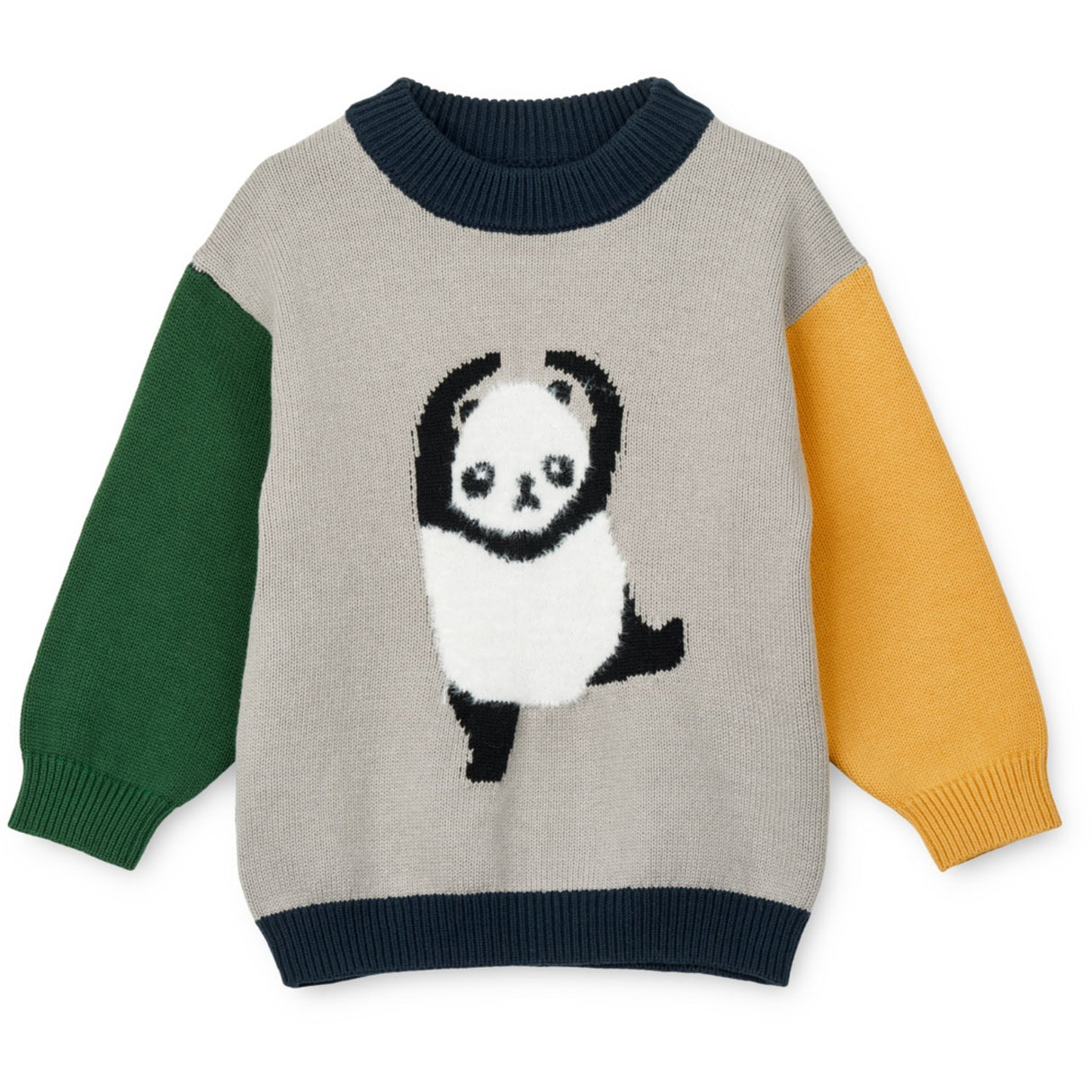 LIEWOOD Panda / Mist / Classic Navy Multi Mix Orlane Embroidery Stickad Jumper