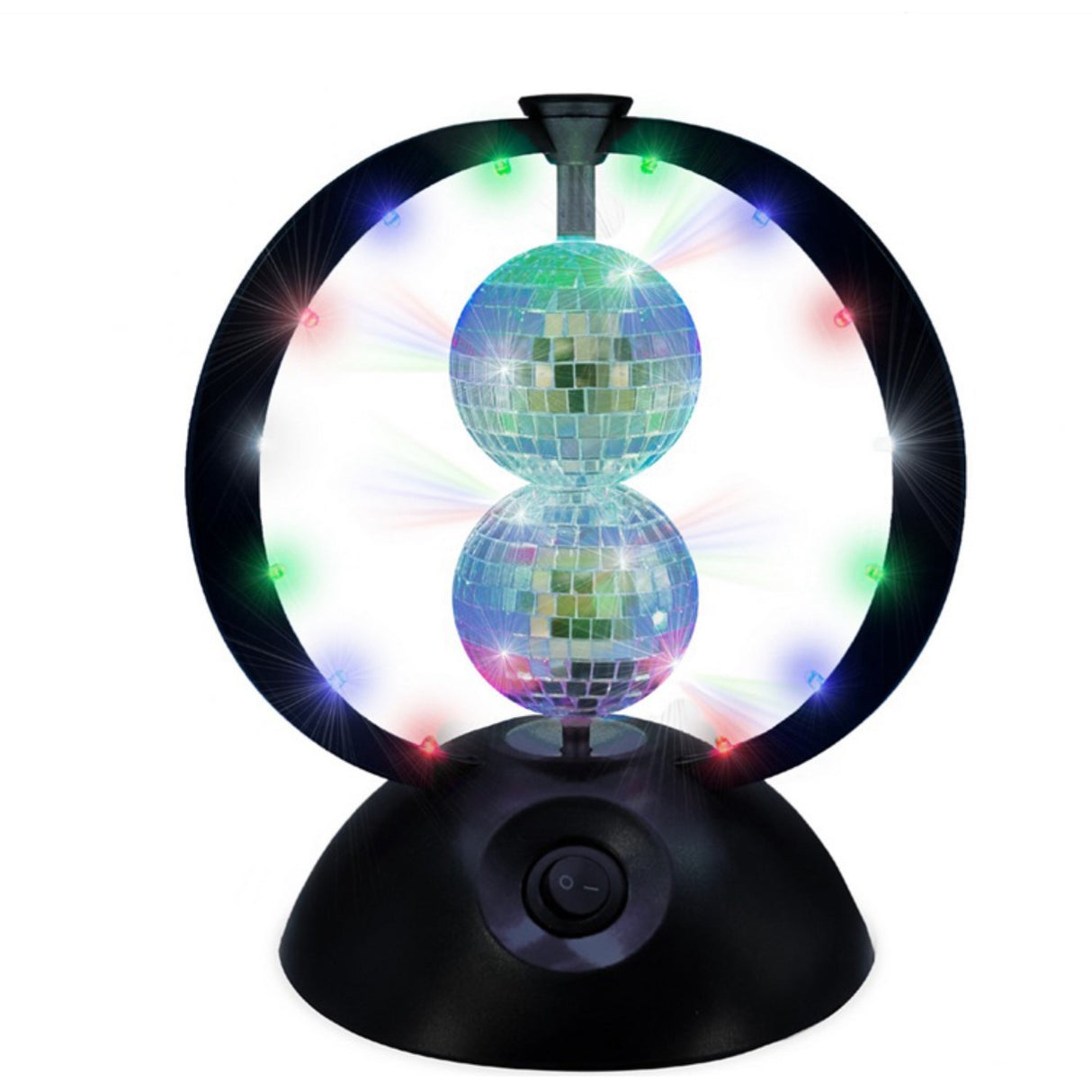 Music Rotating Dubbel Spegel Balls Multi Colour Leds