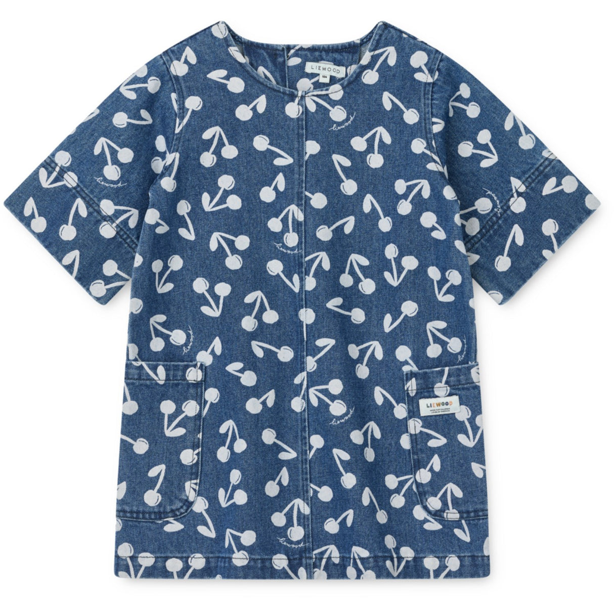 LIEWOOD Cherry Blossom / Medium Blue Denim Angelica Ss Printed Denim Klänning