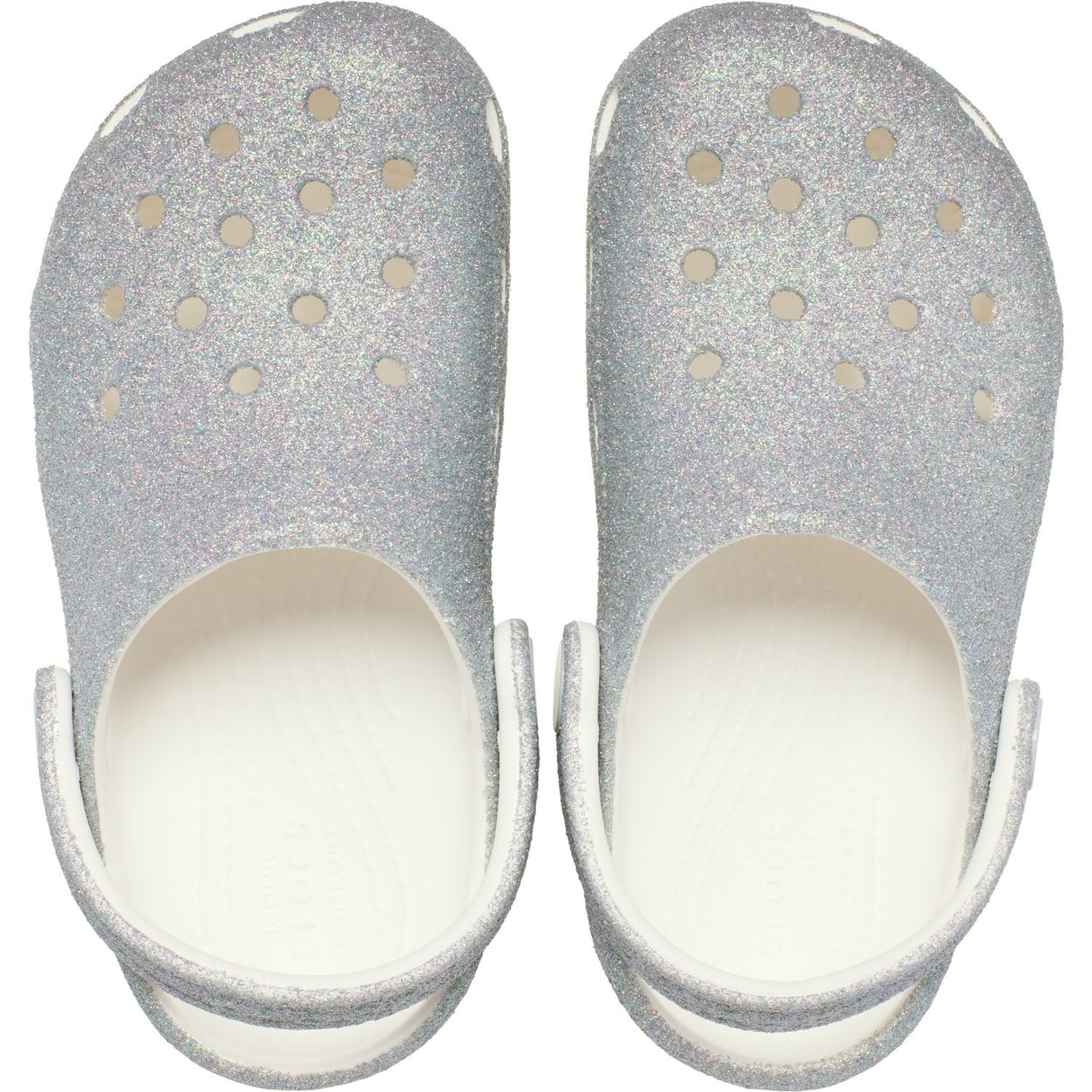 Crocs White Classic Iridescent Glitter Gloc
