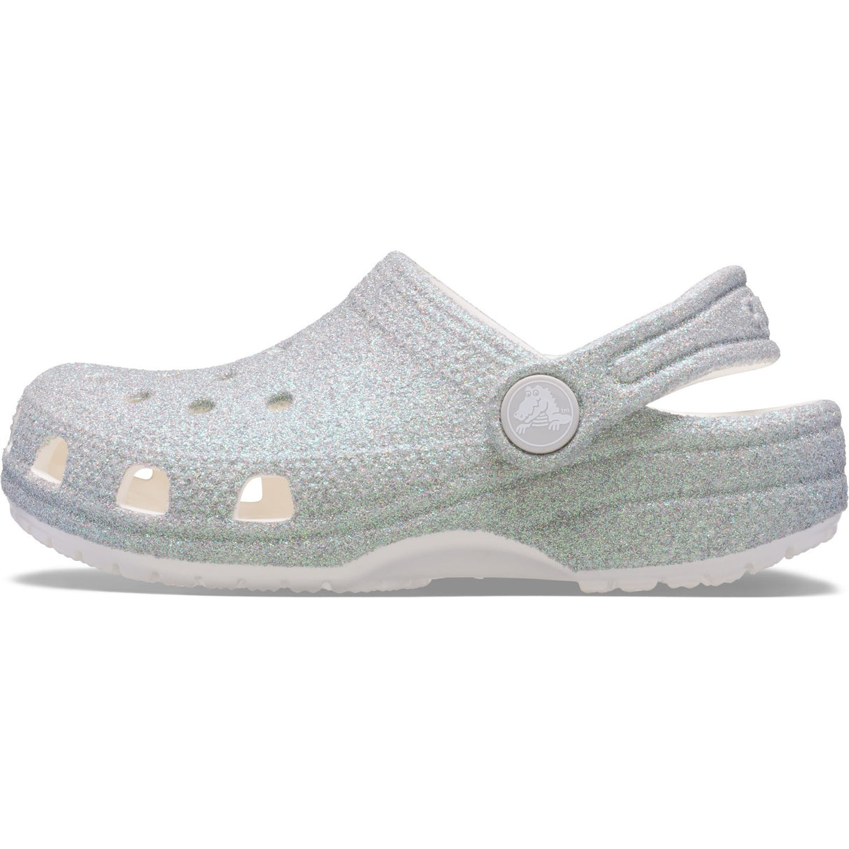 Crocs White Classic Iridescent Glitter Gloc