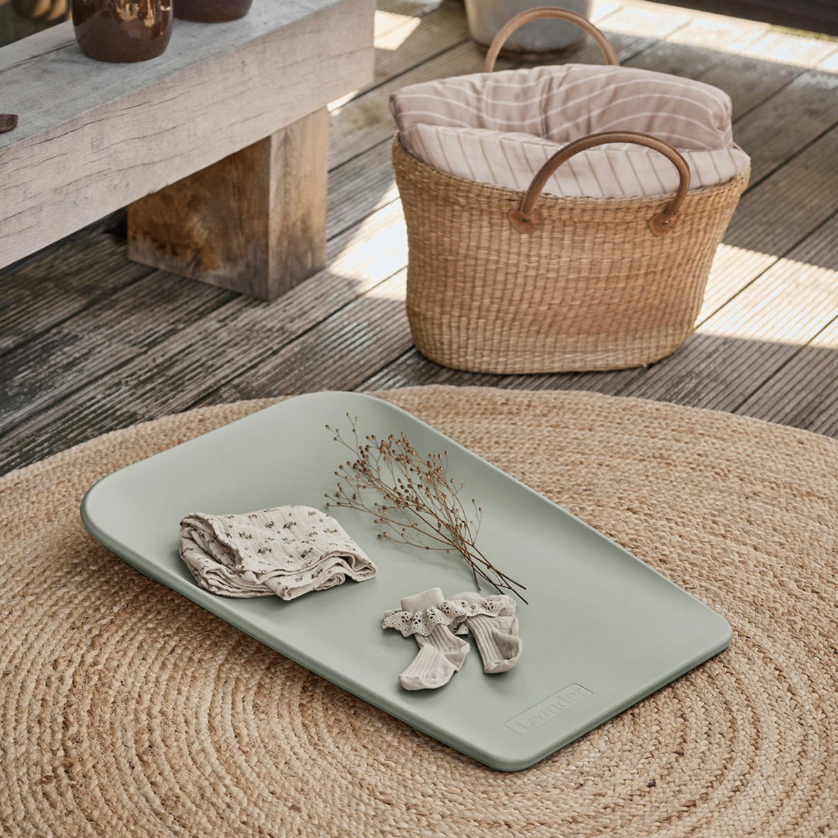 Leander Sage Green Leander Matty™ Mini Skötbädd