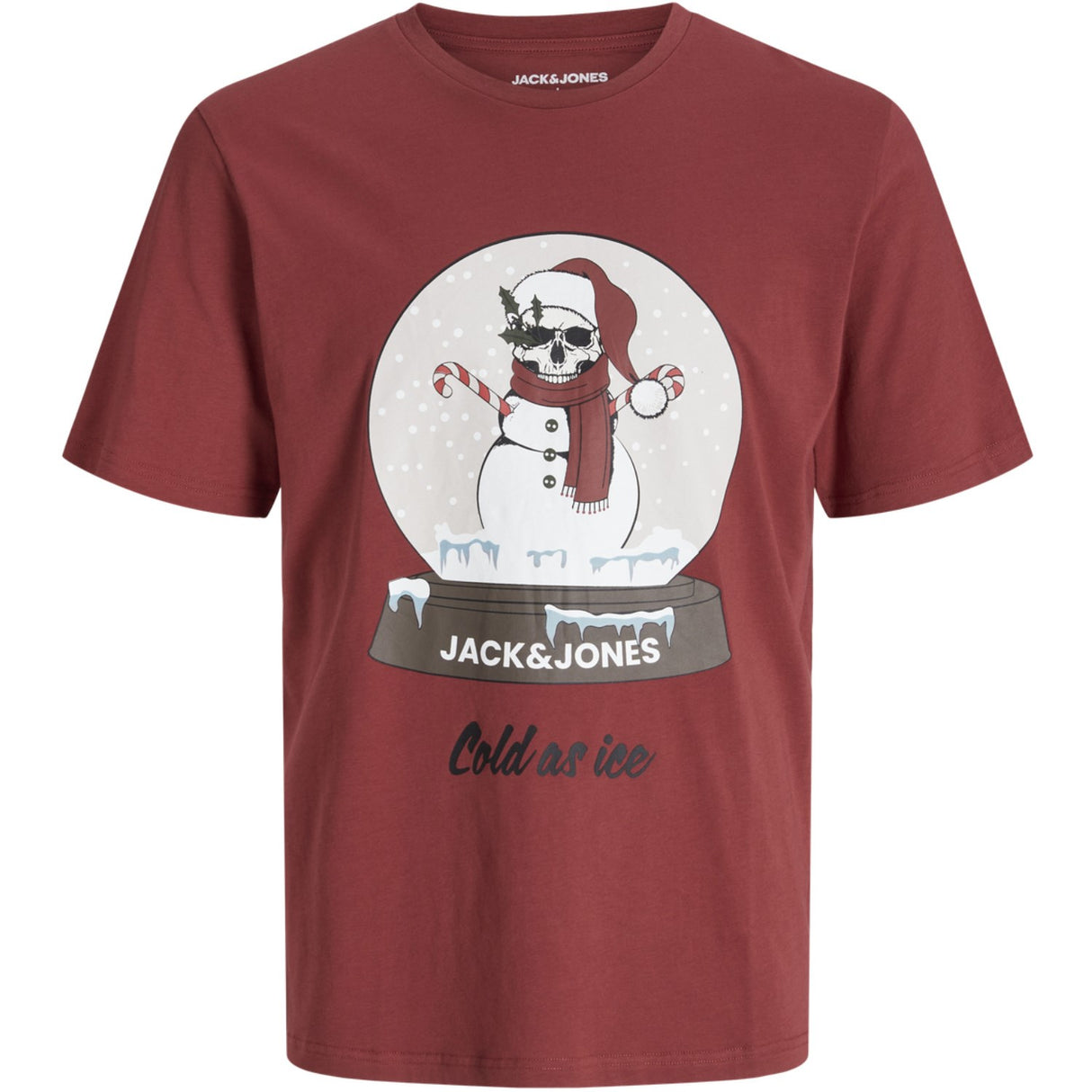 Jack & Jones Junior Brick Red Jjnoel Xmas Tee Ss Crew Neck Jnr