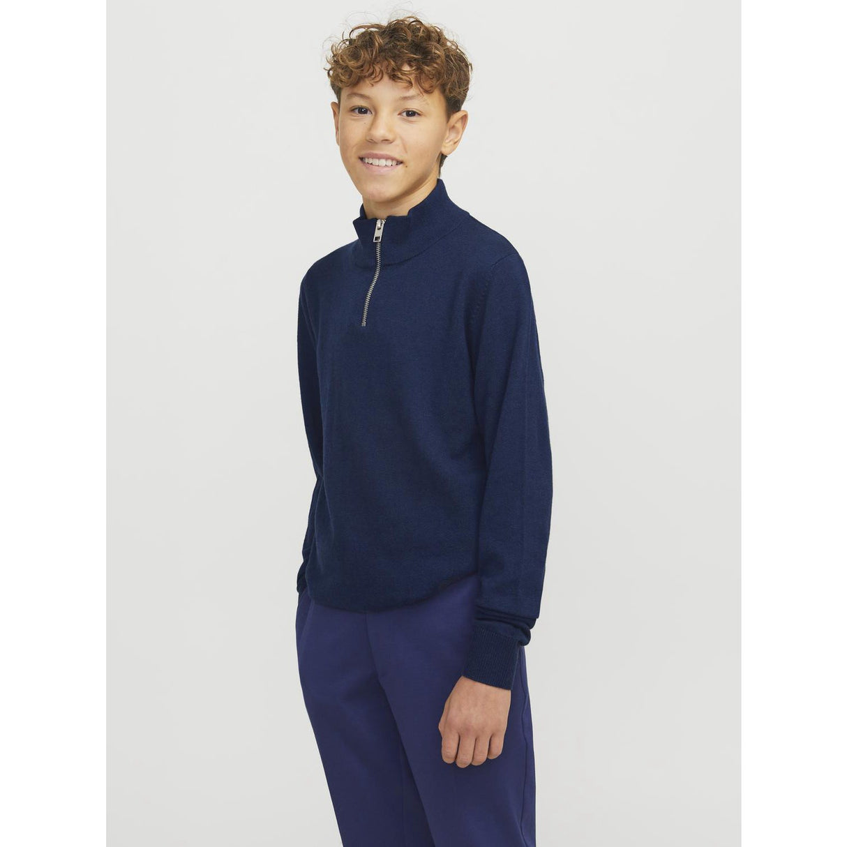 Jack & Jones Junior Navy Blazer Jjeemil Stickad Half Zip Noos Jnr