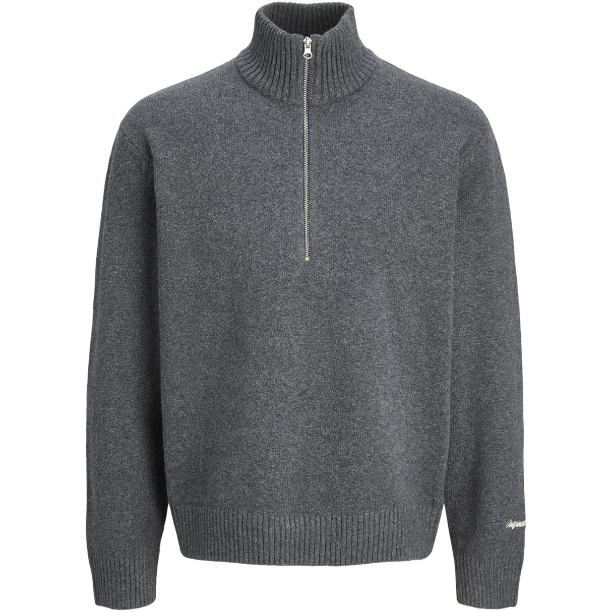 Jack & Jones Junior Dark Grey Melange Jornorrebro Stickad Half Zip Jnr