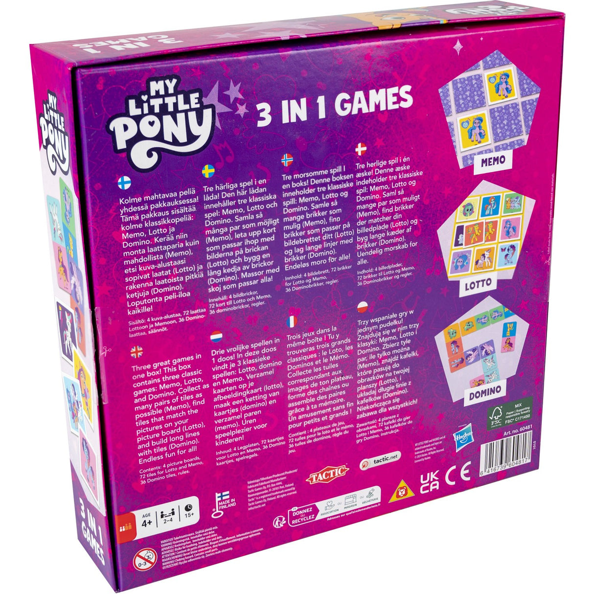 Tactic Games My Little Pony 3 I 1 Memo, Lotto, Domino