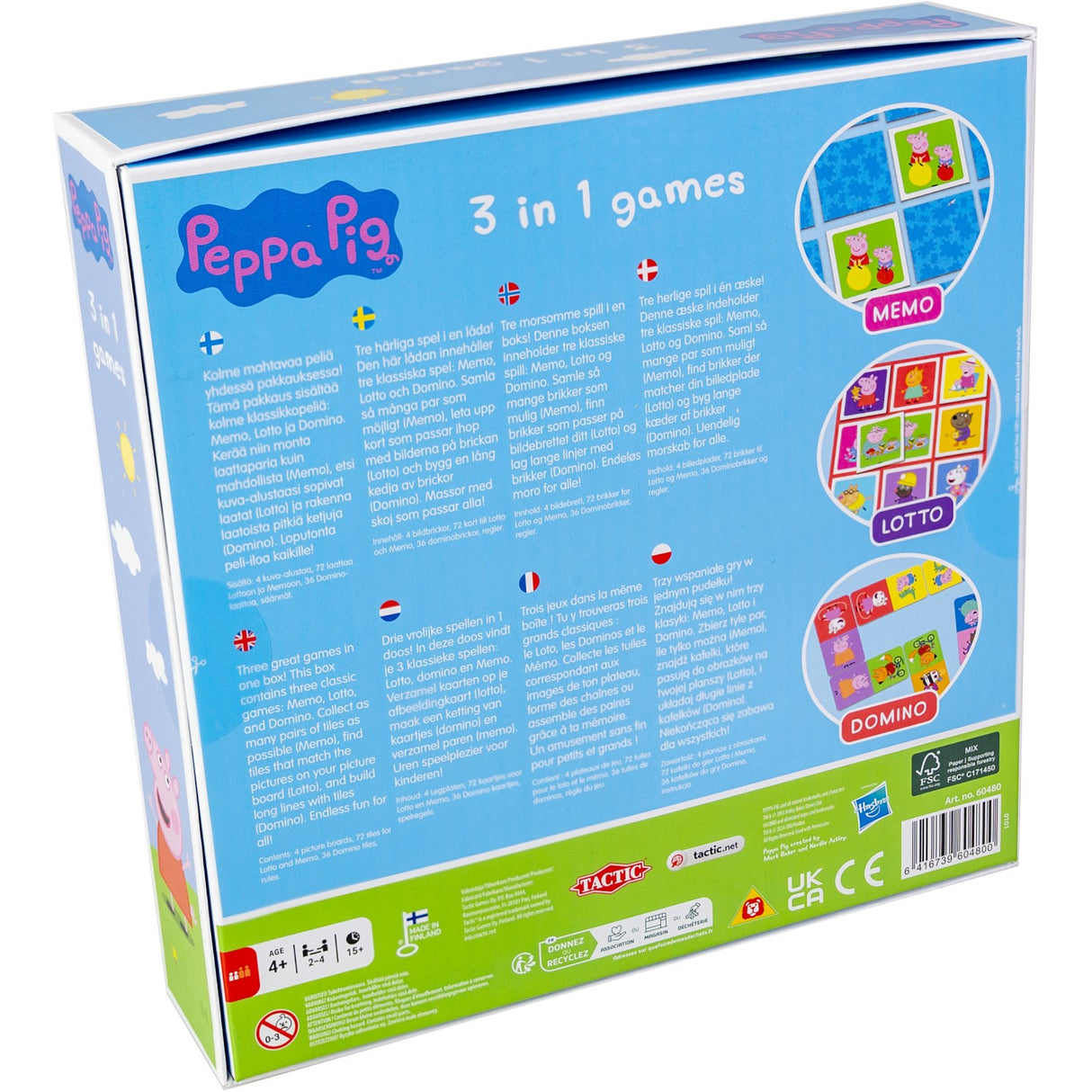 Tactic Games Gurli Gris 3 I 1 Memo, Lotto, Domino