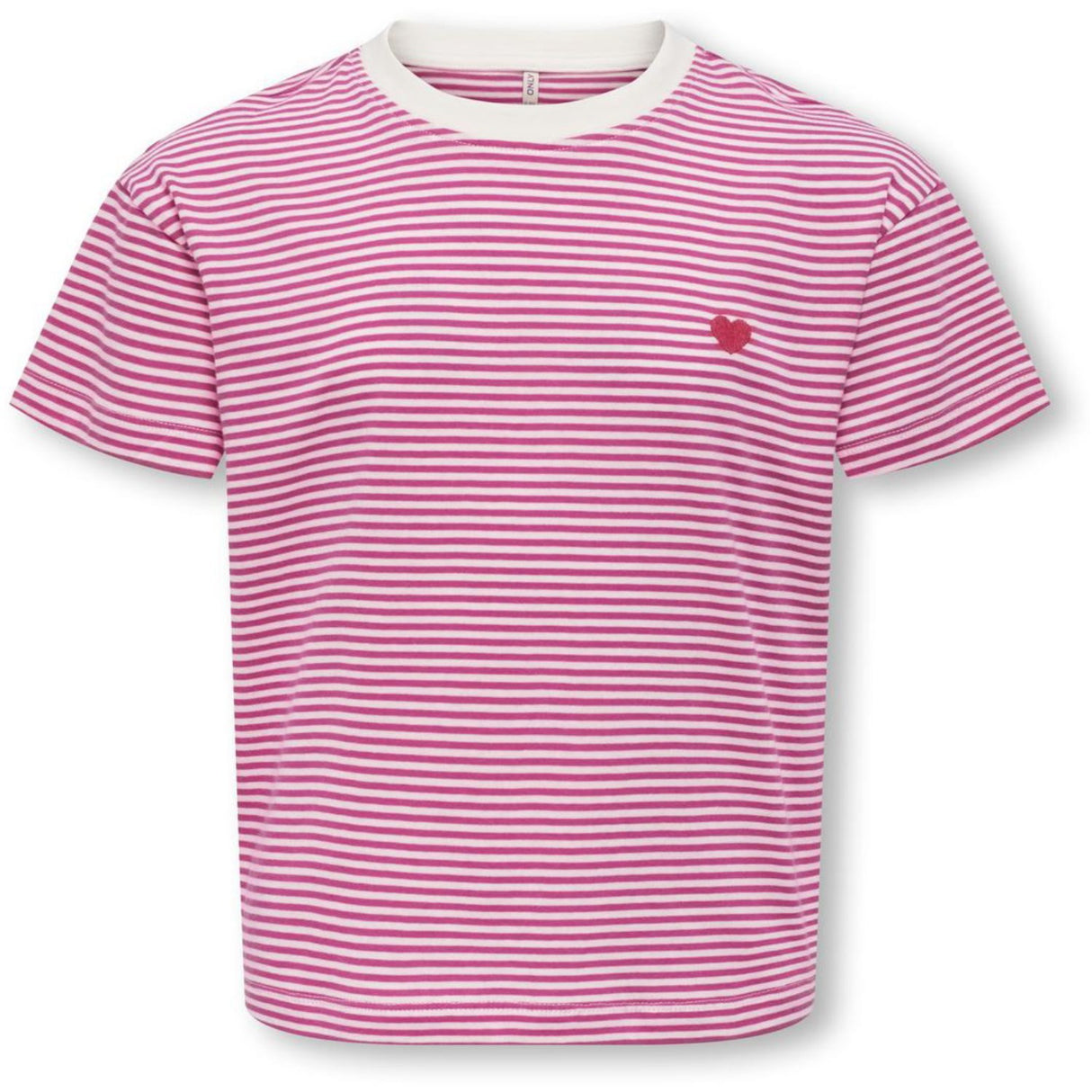 kids ONLY Cloud Dancer Magenta Y/D Stripes / Red Heart Kogpisa Maiken Life Crop Ss Onl Jrs Noos