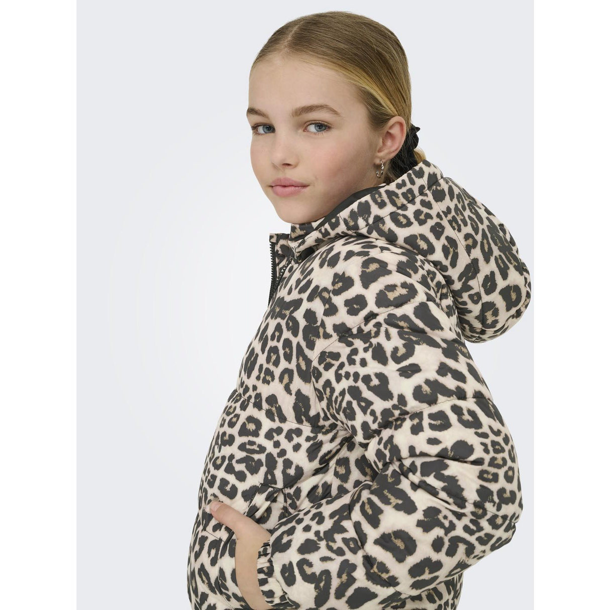 kids ONLY Silver Mink Leo Kogdalia Sht Puffer Aop Jacka Otw Noos