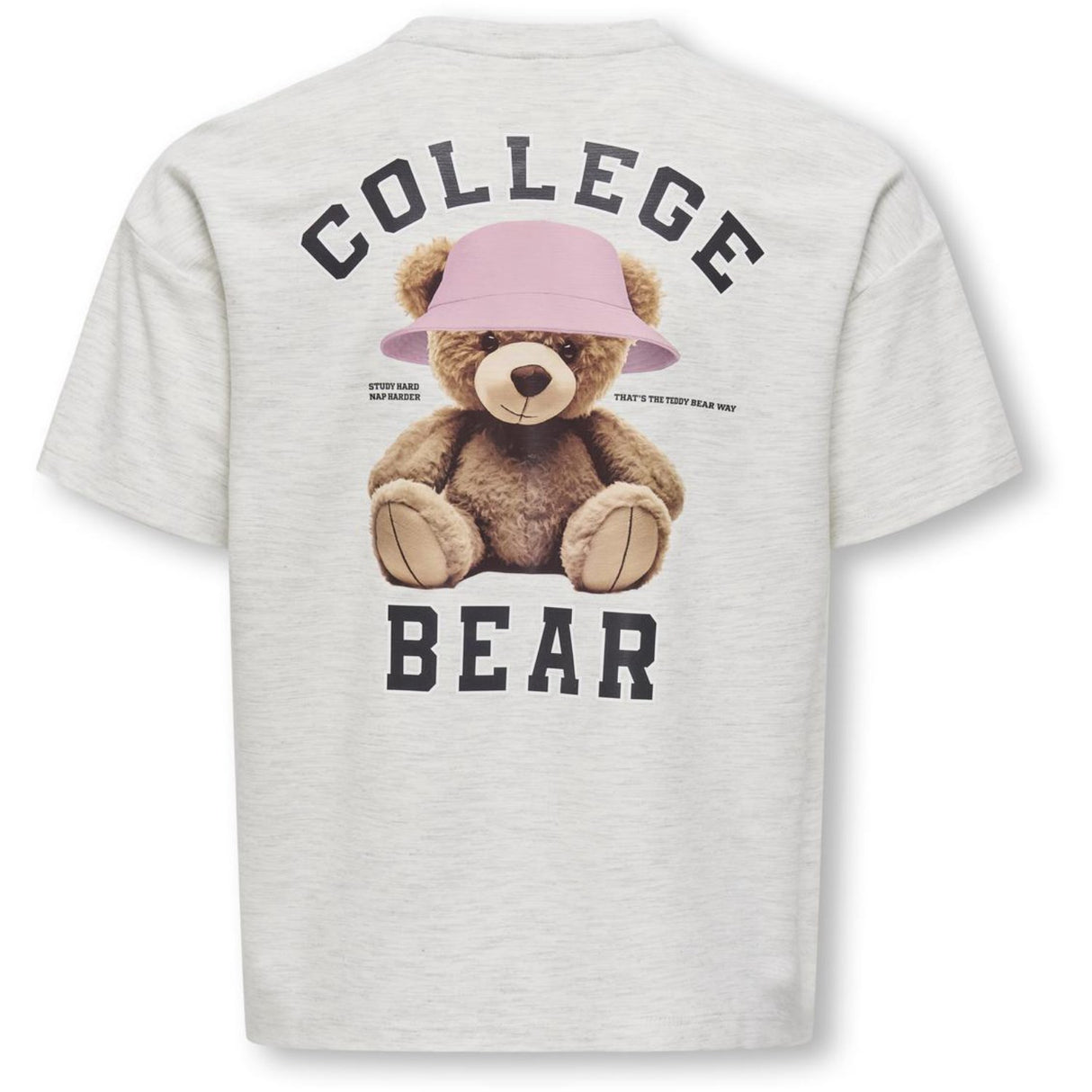 kids ONLY Light Grey Melange Collage Kogbillie Ss Loose Nallebjörn Topp Jrs Noos