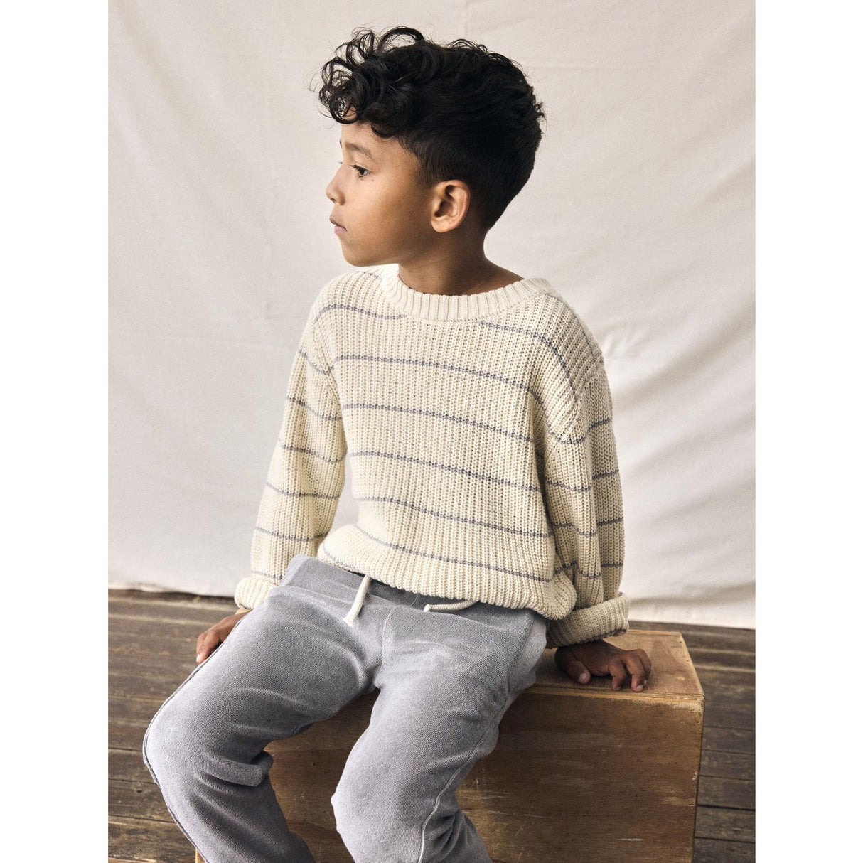 Lil'Atelier Turtledove Nmmemlen Ls Stickad Stripes Lil