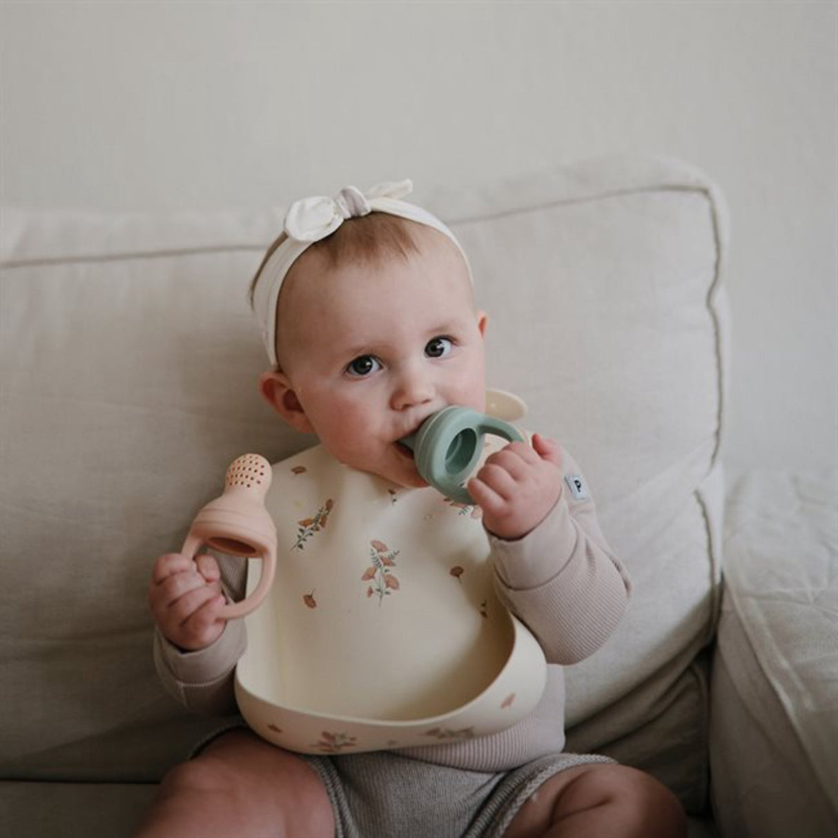 Mushie Cambridge Blue Silikon Fresh Food Feeder 2-Pack