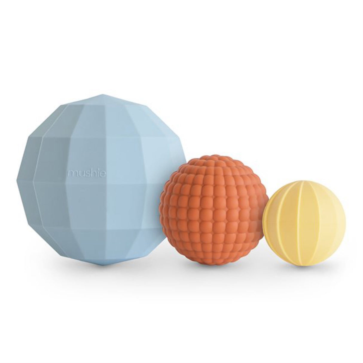Mushie Powder Blue Nesting Spheres Sensory Leksak