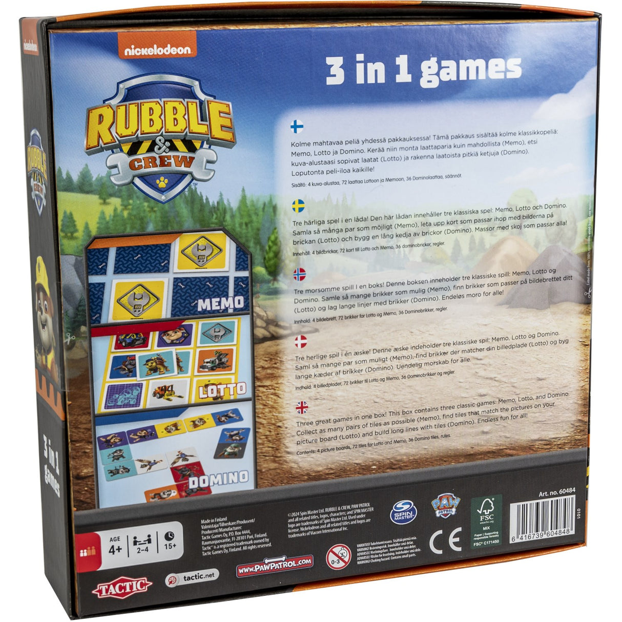 Tactic Games Rubble & Crew 3 I 1 Memo, Lotto, Domino