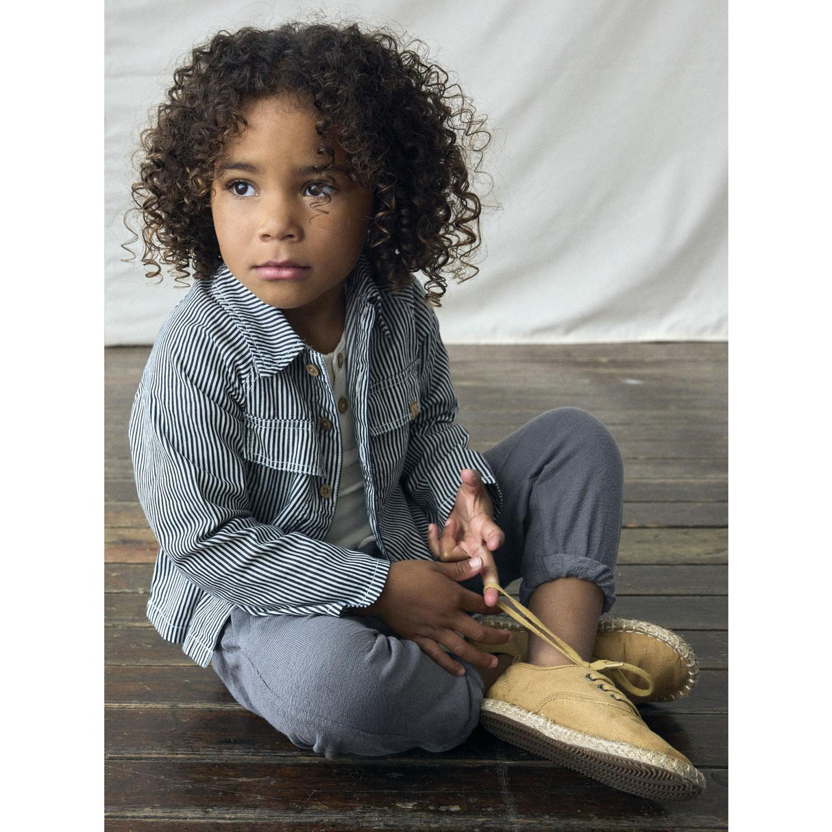 Lil'Atelier Dark Blue Denim White Nmmkasper Ls Loose Twi Skjorta 4021-Cm Lil