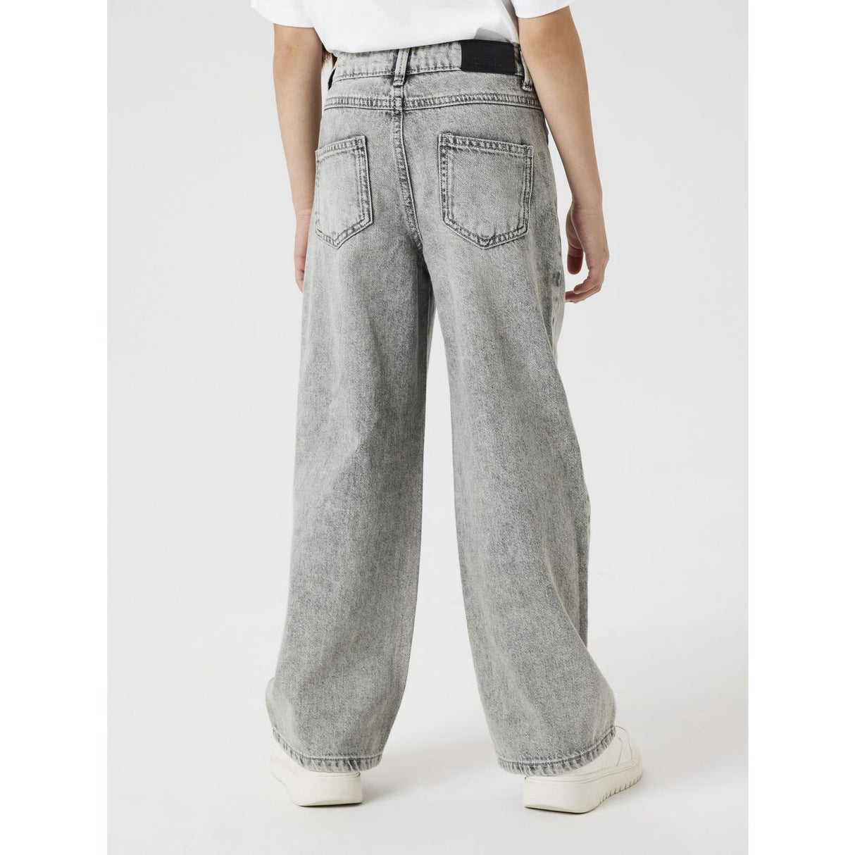 Name It Light Grey Denim Nkfrose Hw Wide Jeans Destr 1411-Be Noos