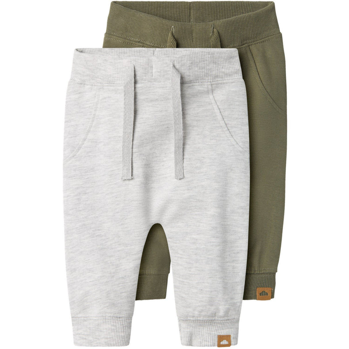 Name It Light Grey Melange Deep Lichten Green Nbntakki 2P Sweat Byxor Noos
