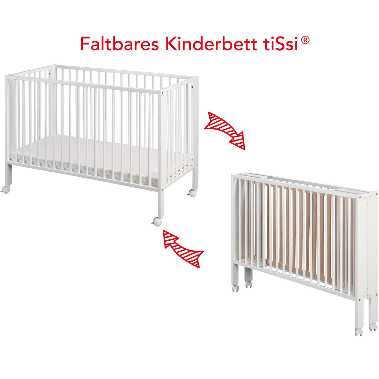 tiSsi® White Laquer Jori Sammenklappelig Säng Massiv Bok