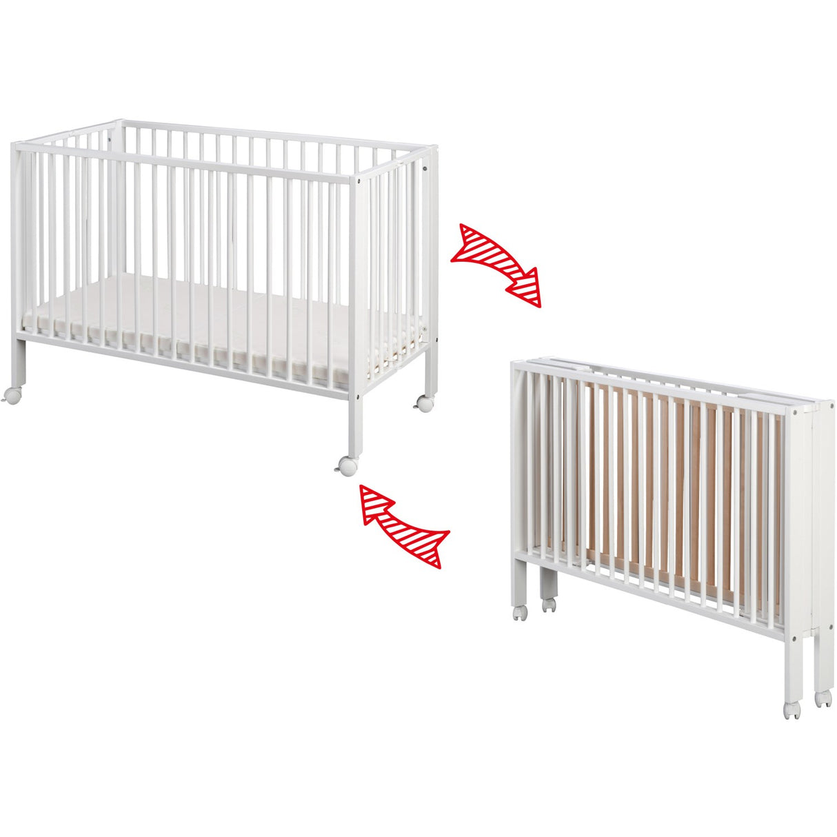 tiSsi® White Laquer Jori Sammenklappelig Säng Massiv Bok