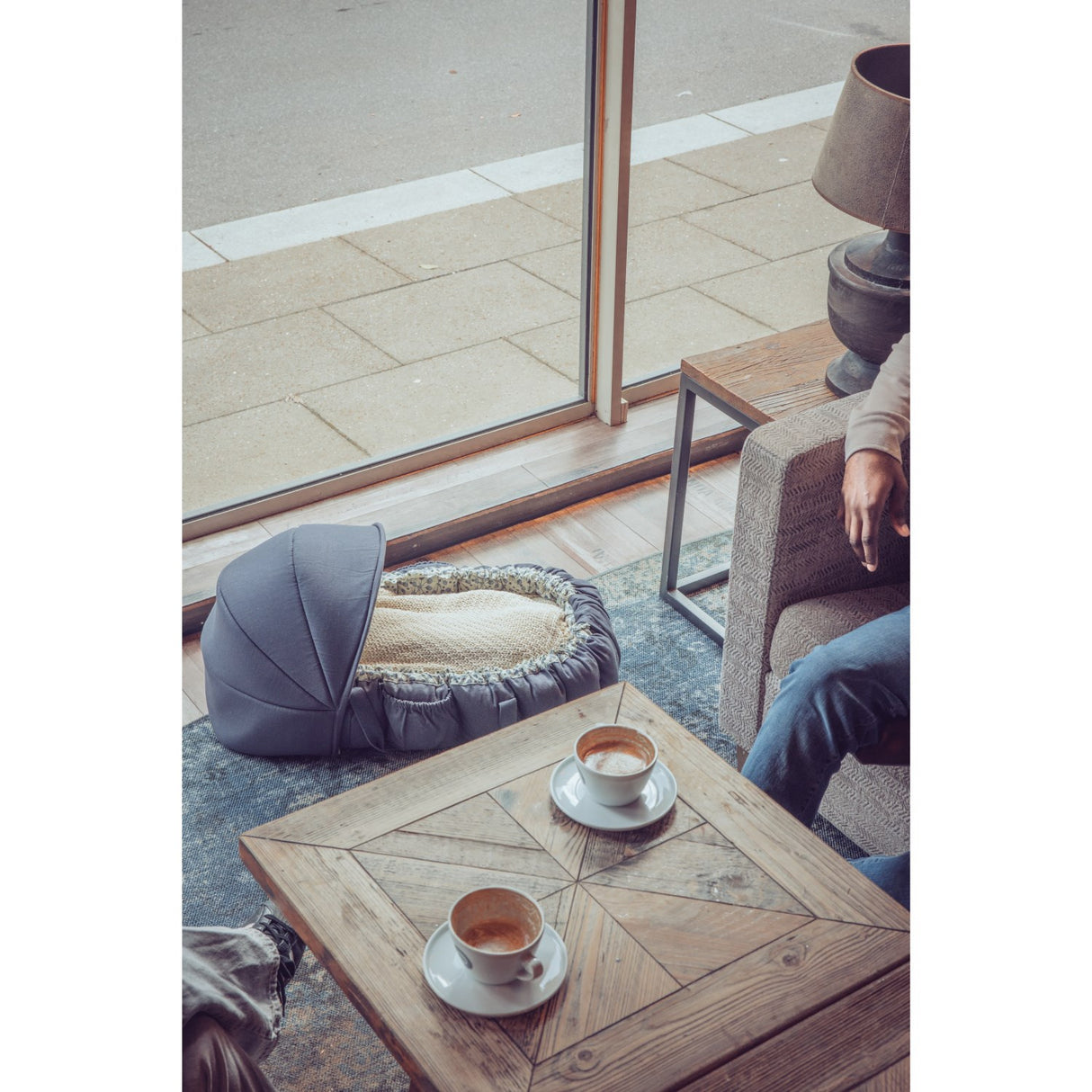 Sebra Blue Olive Huva For 3-In-1 Baby Nest