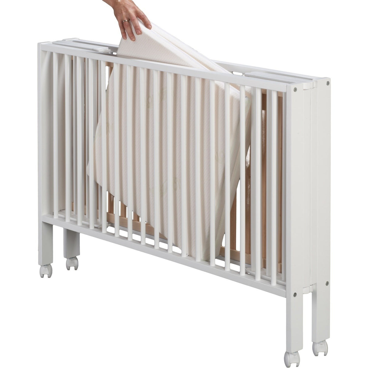 tiSsi® White Laquer Jori Sammenklappelig Säng Massiv Bok