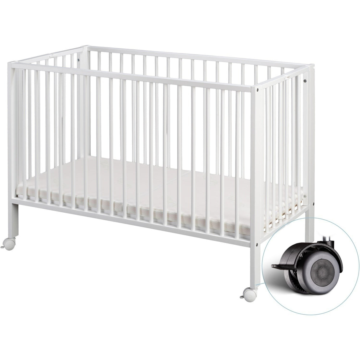 tiSsi® White Laquer Jori Sammenklappelig Säng Massiv Bok