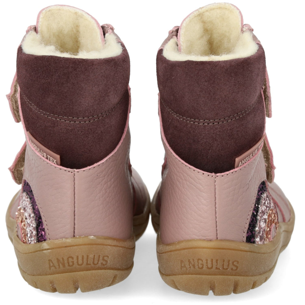 Angulus Faded Rose/Aubergine TEX Känga med gnistrande Glitter Regnbåge