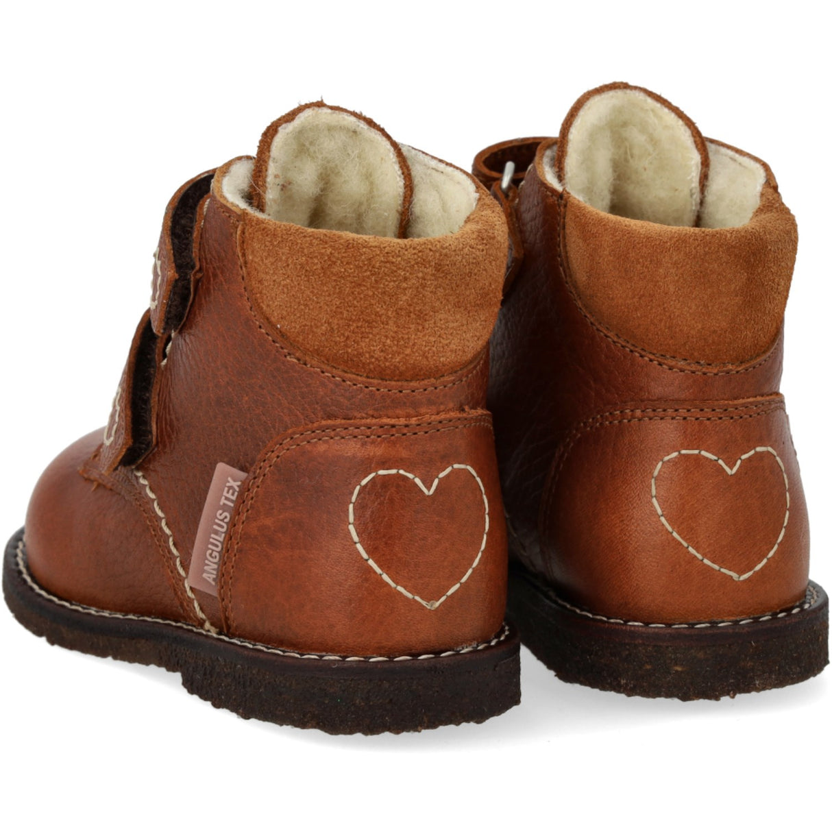 Angulus Cognac/Cognac Nybörjare TEX känga med hjärta brodyr