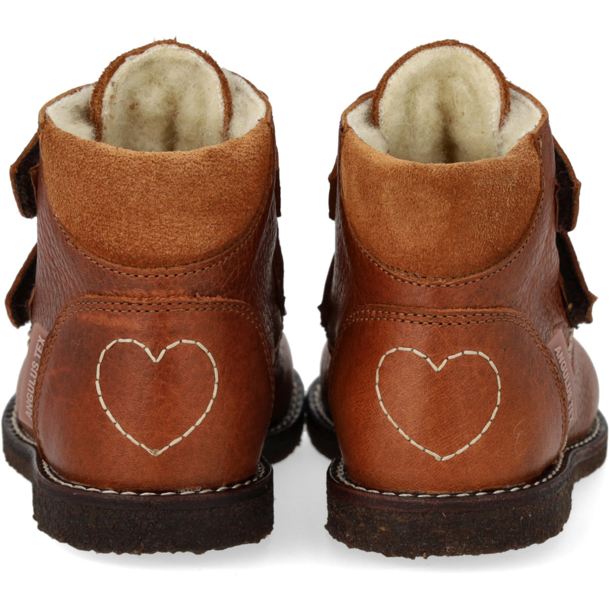 Angulus Cognac/Cognac Nybörjare TEX känga med hjärta brodyr