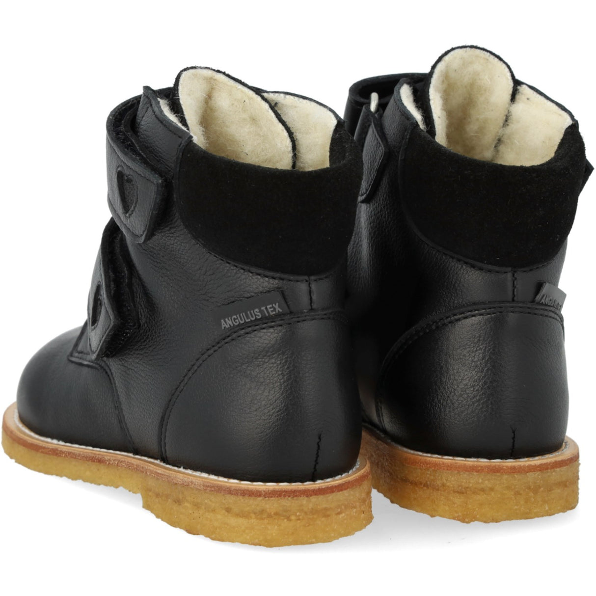 Angulus Svart/Svart Glitter TEX Känga med Glittrande Glitter Hjärtan