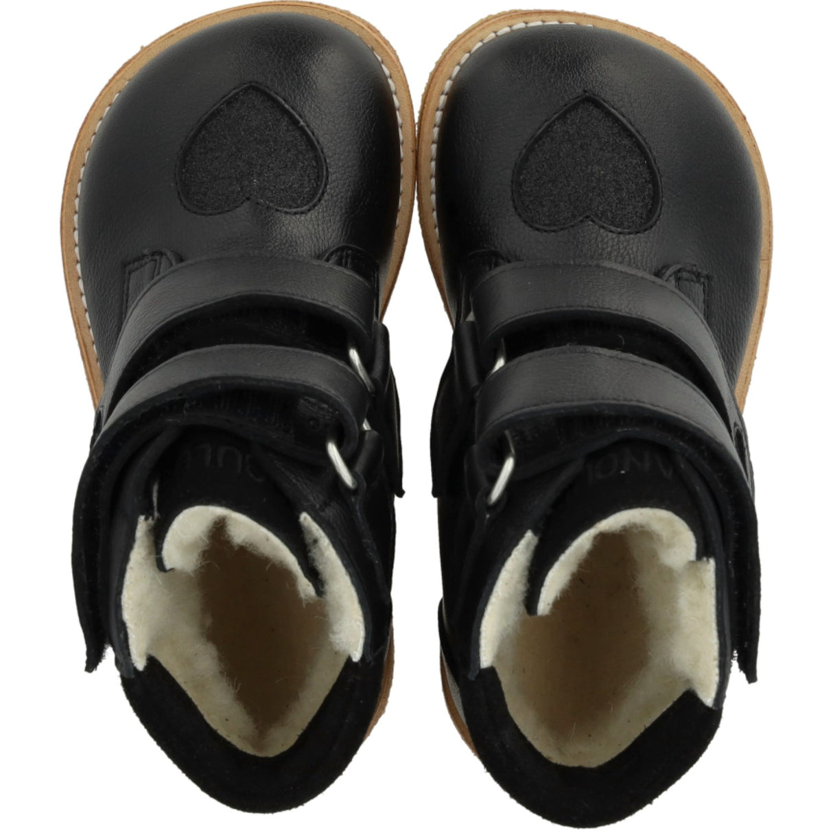 Angulus Svart/Svart Glitter TEX Känga med Glittrande Glitter Hjärtan