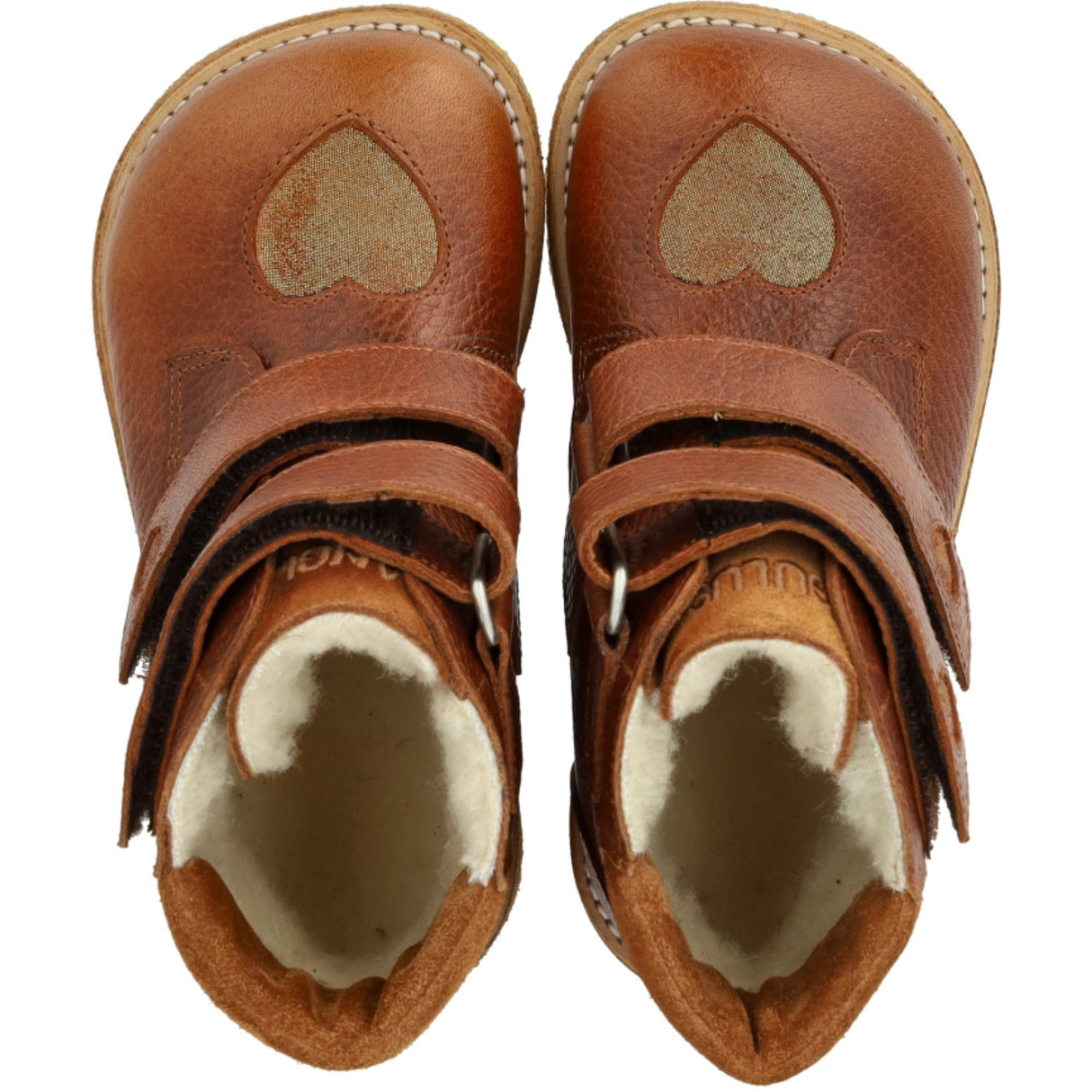 Angulus Cognac/Cognac Glitter/Mustard TEX Känga med gnistrande glitterhjärtan