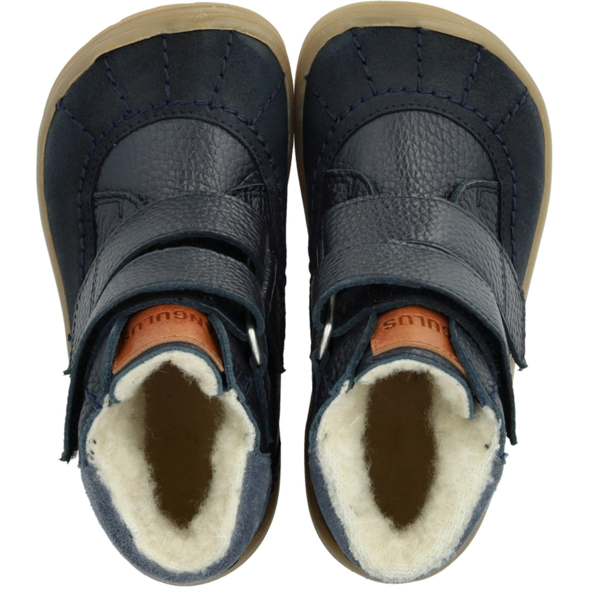 Angulus Navy/Tan/Blue Fog Kardborreband TEX-känga med extra slitstarka detaljer