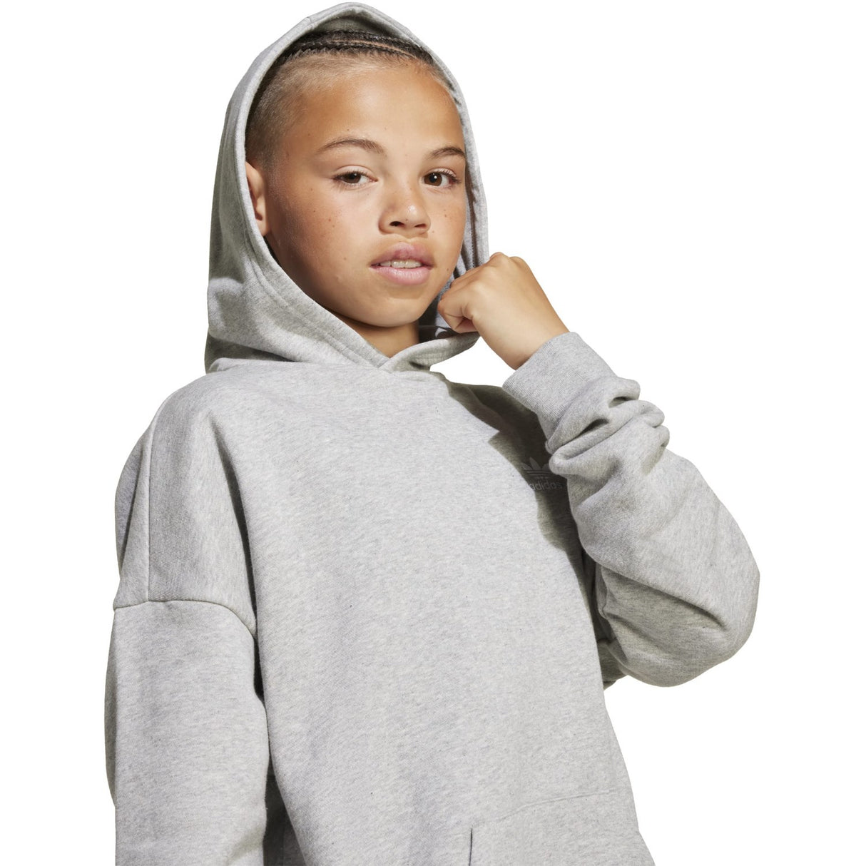 adidas Originals Medium Grey Heather/White Loose Hoodies Fl