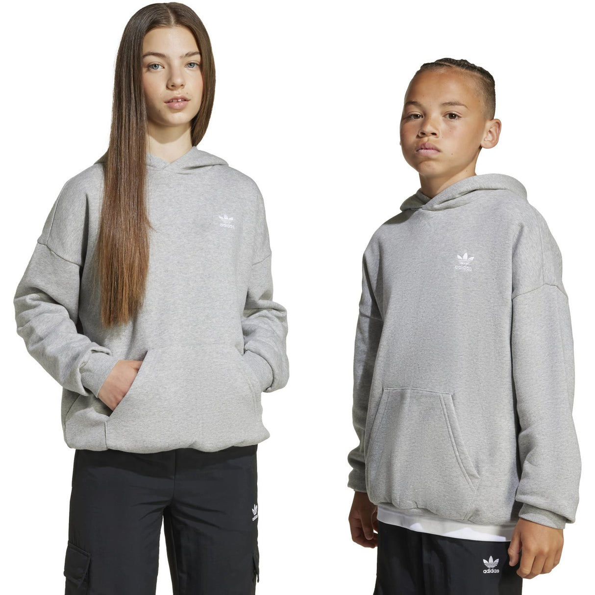 adidas Originals Medium Grey Heather/White Loose Hoodies Fl