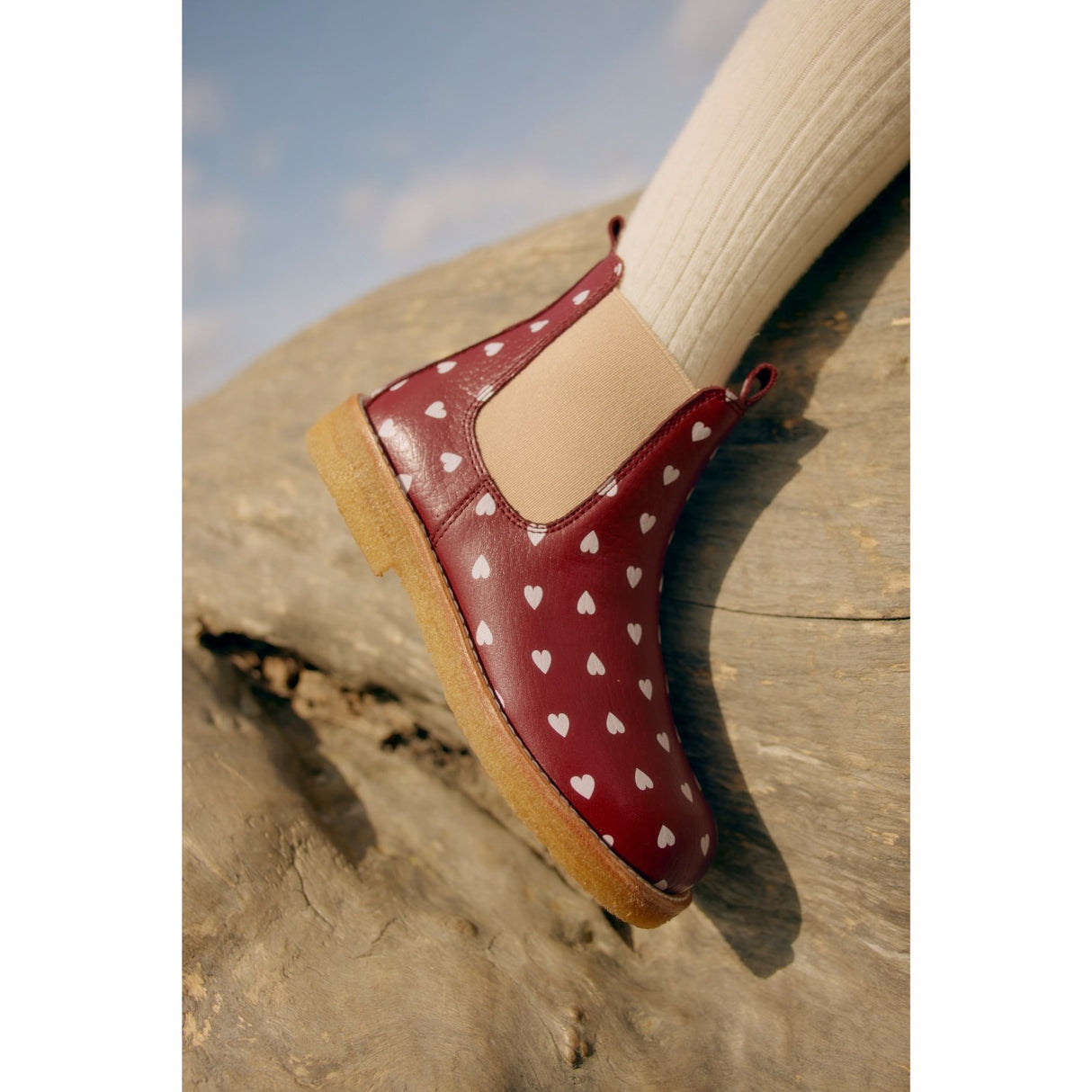 Angulus Berry Hearts/Rose Elastisk Chelsea Mönstrad Känga