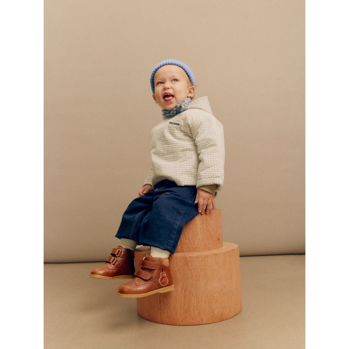 Angulus Cognac/Cognac Nybörjare TEX känga med broderad snögubbe