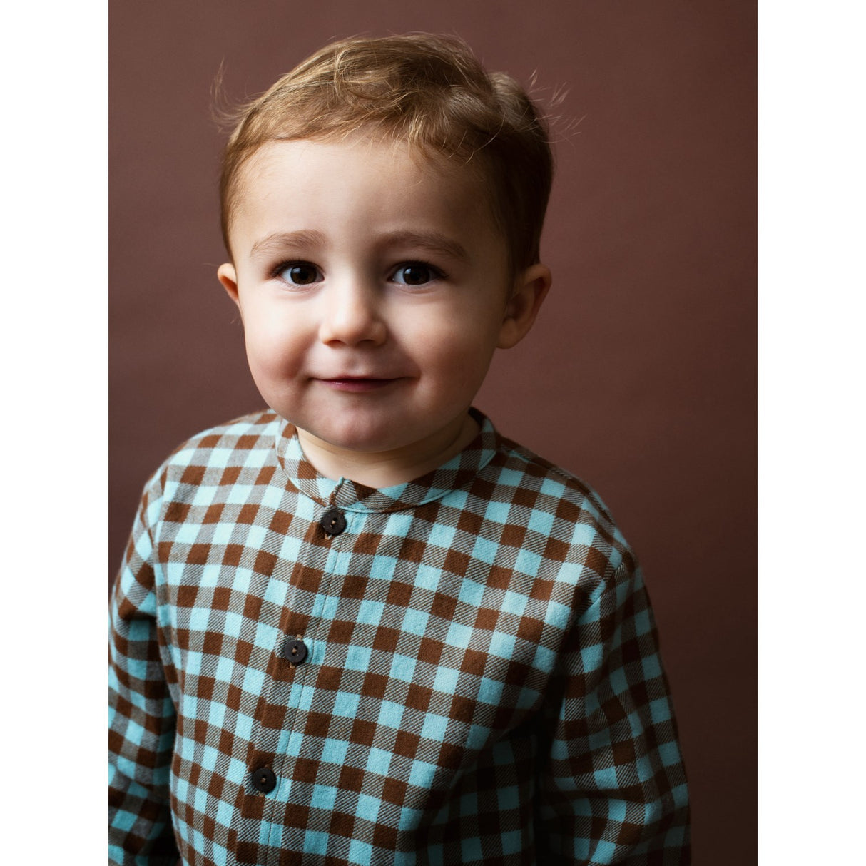 Serendipity Coffee Checks Baby Brushed Skjorta