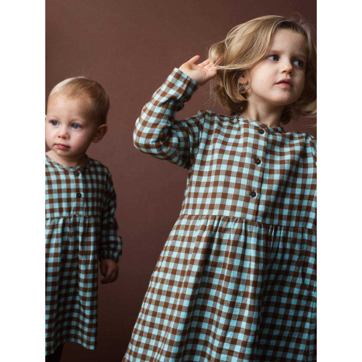 Serendipity Coffee Checks Brushed Klänning