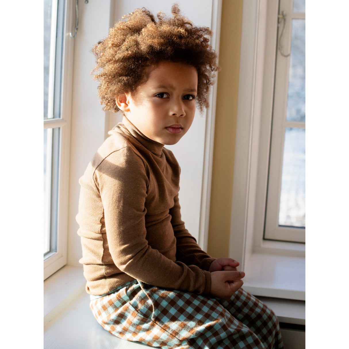 Serendipity Almond Turtleneck Blus