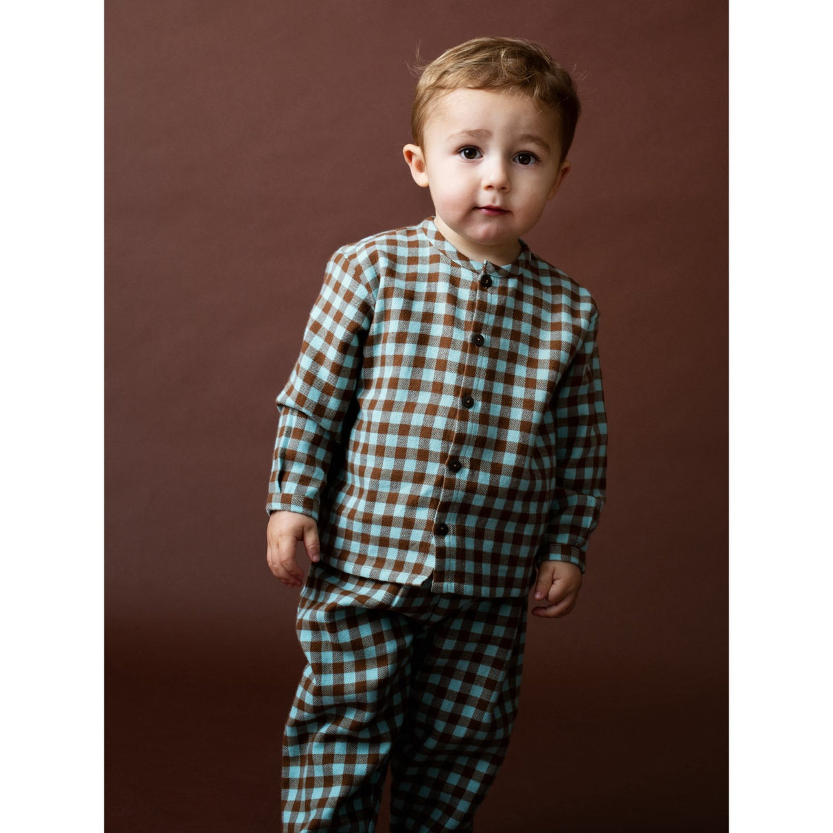 Serendipity Coffee Checks Baby Brushed Skjorta